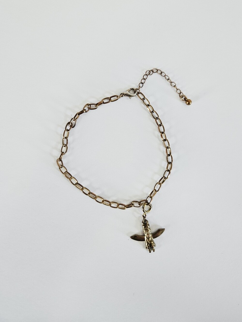 Vintage Bronze Native American Alaskan Tribal Totem Pendant Charm Chain Bracelet